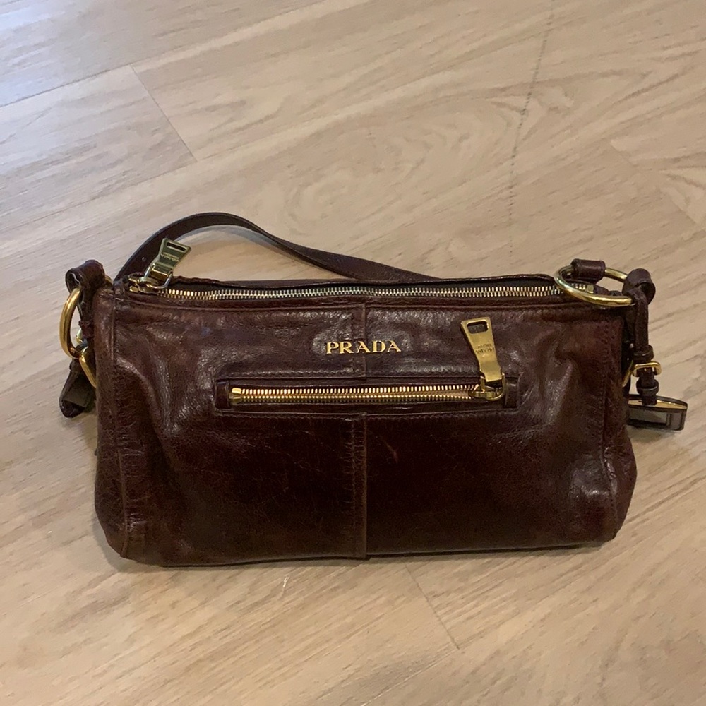 Prada shoulder bag brown leather
